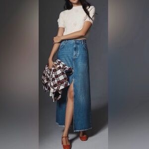 NEW Pilcro The Madi Front-Slit Denim
Skirt in Denim Dark